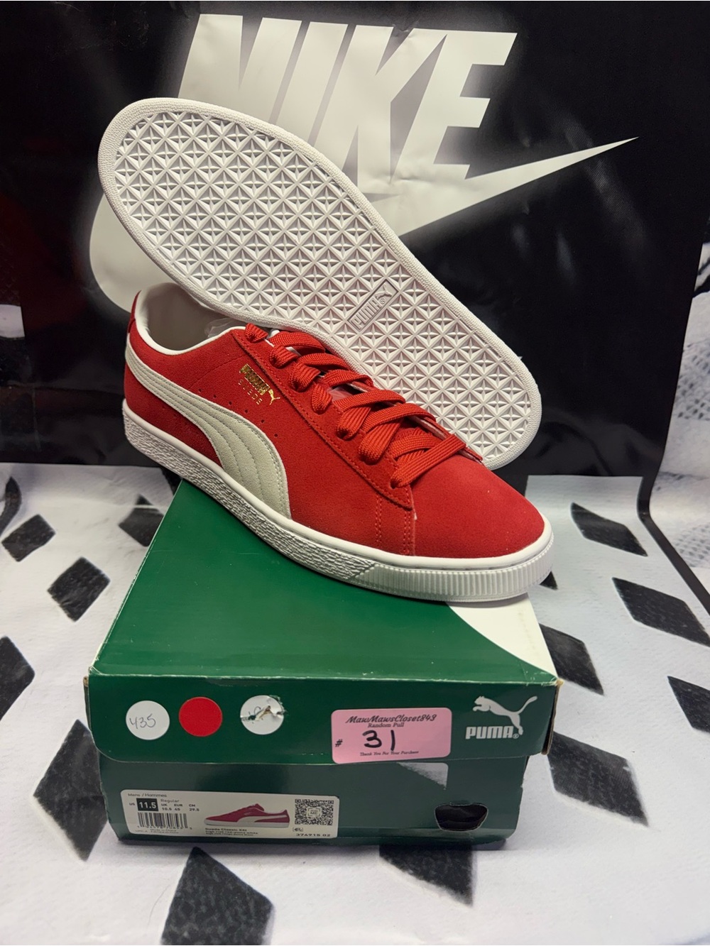Puma Red Suede Sneaker with White Formstripe